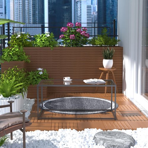 Glass Coffee Table Modern Center Table,Minimalist Coffee Table for Living Room,Tempered Glass-top with Sturdy Metal Frame, Easy Assembly,Black