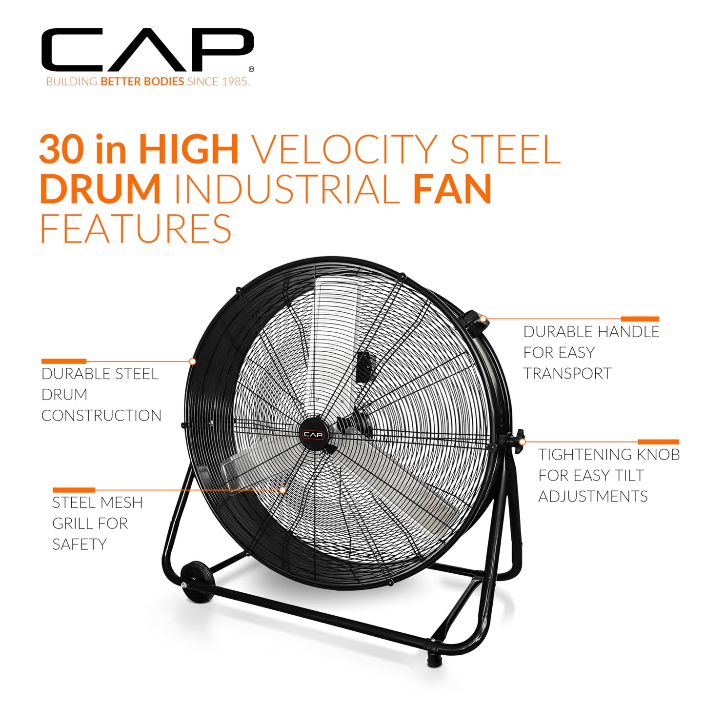 CAP Barbell 30'' High Velocity Heavy Duty Floor Fan – Ultimate Cooling Power for Gyms & Homes