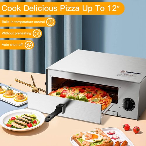 Costway Electric Oven, Stainless Steel Baker with Auto Shut-Off, Handle, Removable Tray, Countertop Pizza Maker for Kitchen & Commercial Use