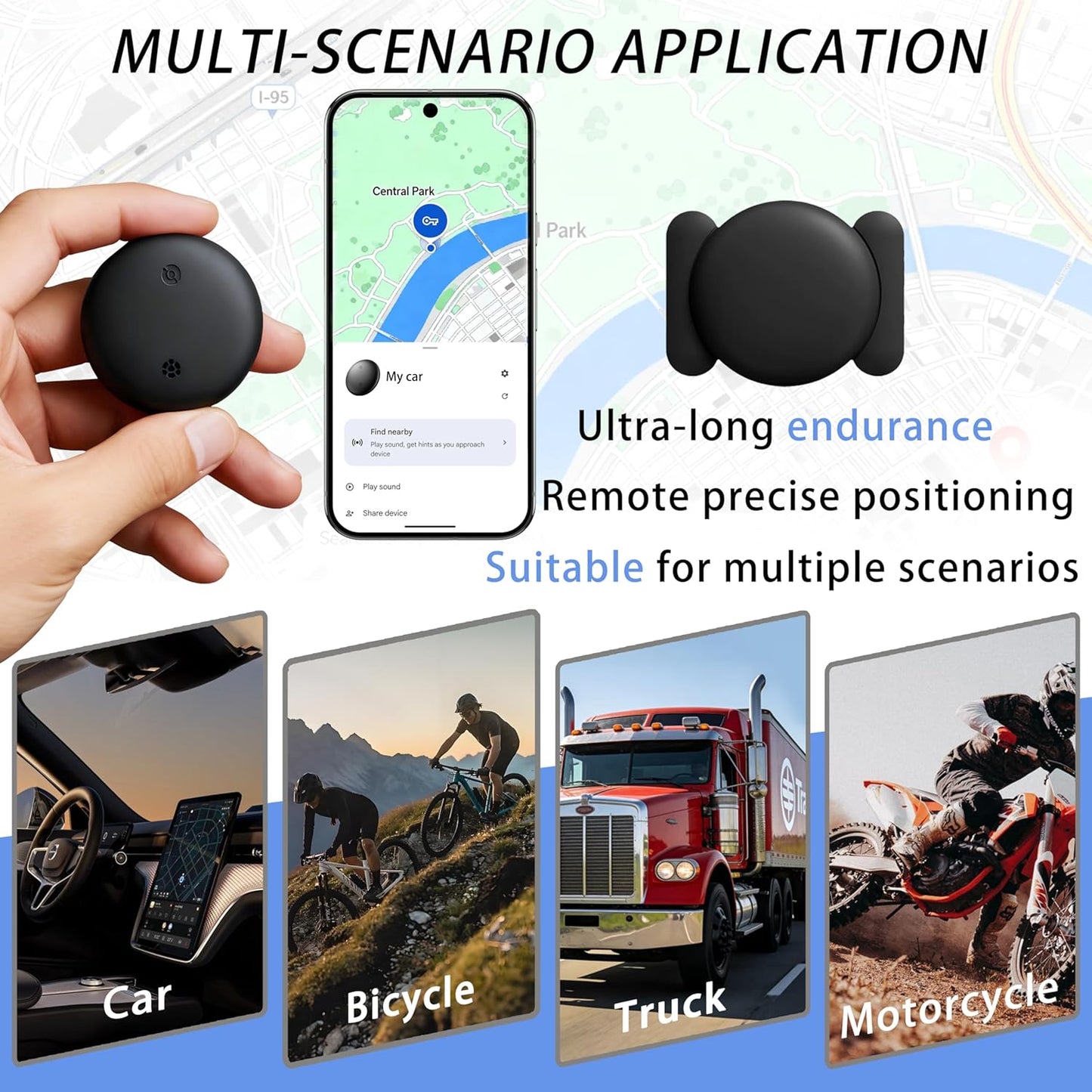 Naibudx 1-Year Car GPS Tracker No Subscription fees Required, Ultra-Strong Magnetism, mini-Sized and Portable, with a