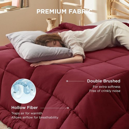 Bedsure Comforter Duvet Insert - All-Season Quilted Down Alternative Bedding, Full Size 86 x 82 Inches, Red