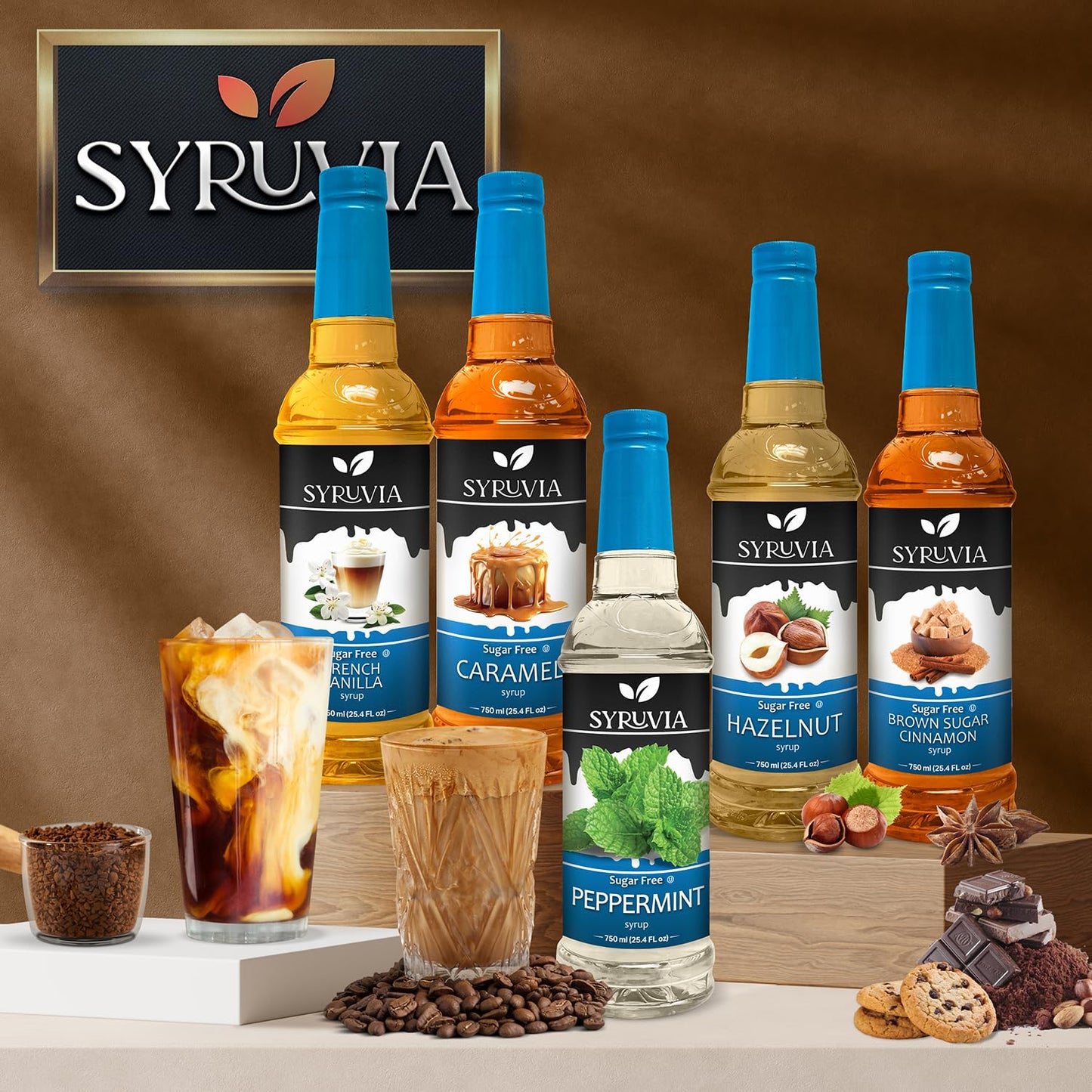 Syruvia Sugar Free Coffee Syrup - Cookie Crème Butter Flavor for Lattes & Desserts | 25.4 fl oz