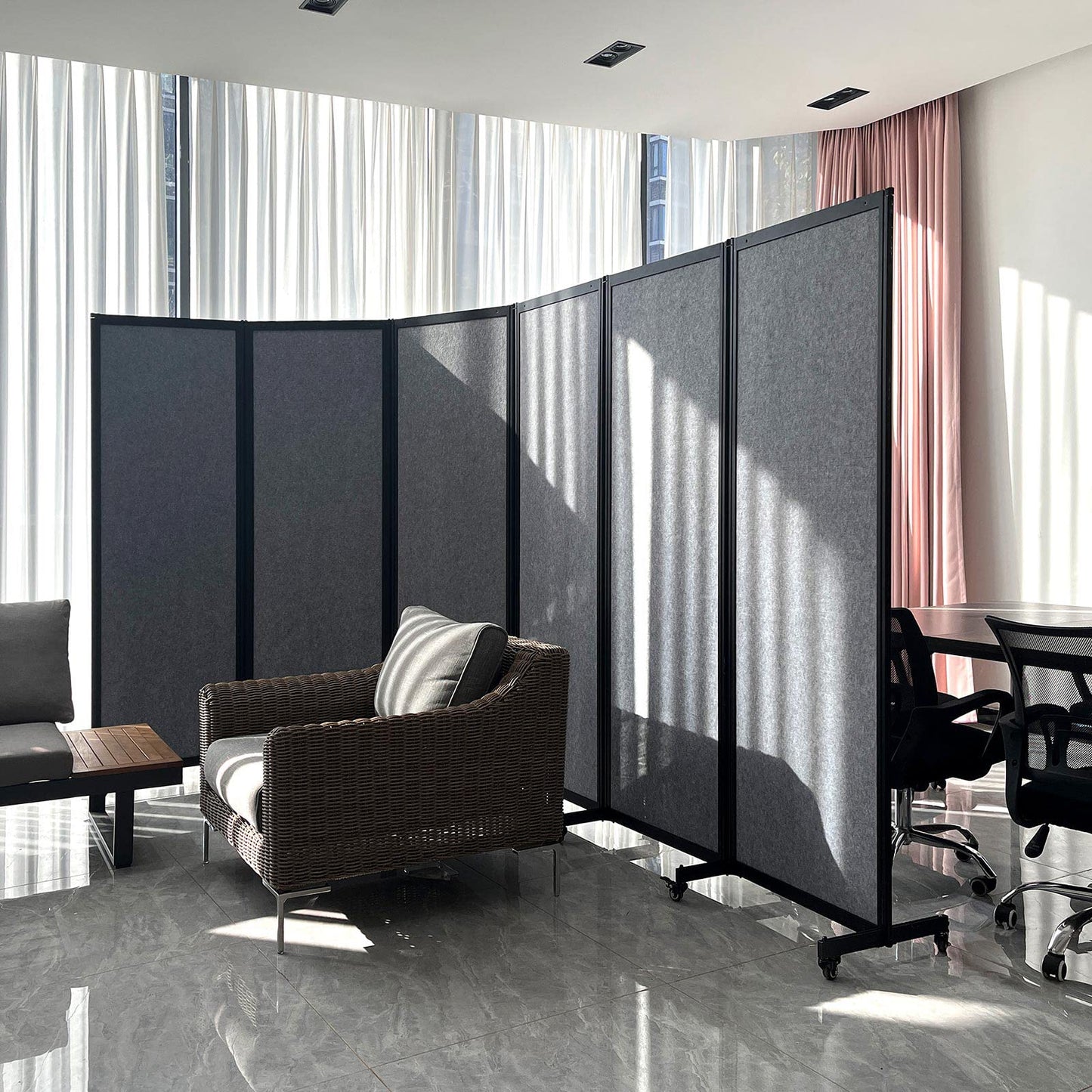 Strongbird Room Partition,Office Divider,Portable Commercial Screen Dividers,Privacy Partition Separator,Classroom School Dividers,8'5"W x 6'7"H,4 Panel,Grey
