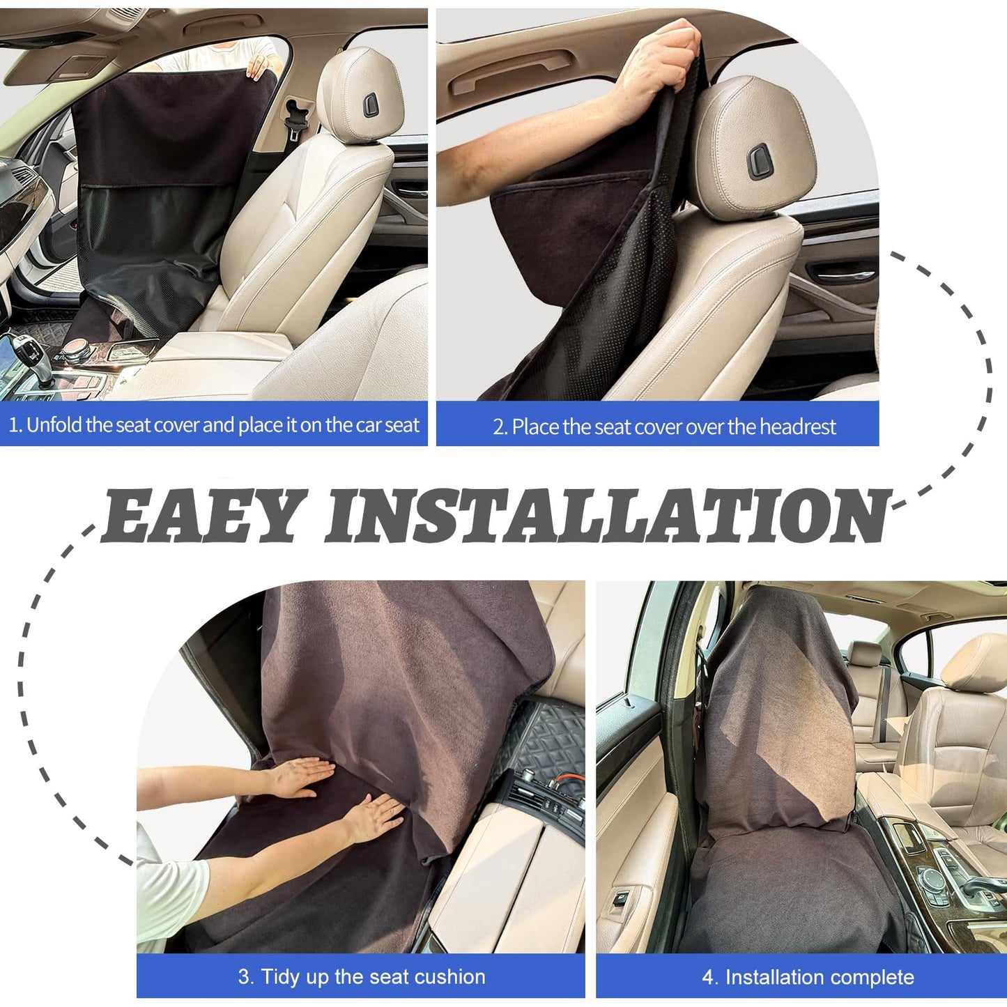 Car Front Seat Cover: Waterproof & sweatproof, fits all cars/SUVs/trucks. Ideal for gym, sports & beach. 3-layer non-slip, easy machine wash. Shields seats from stains & wetness. (Black, 1Pcs)