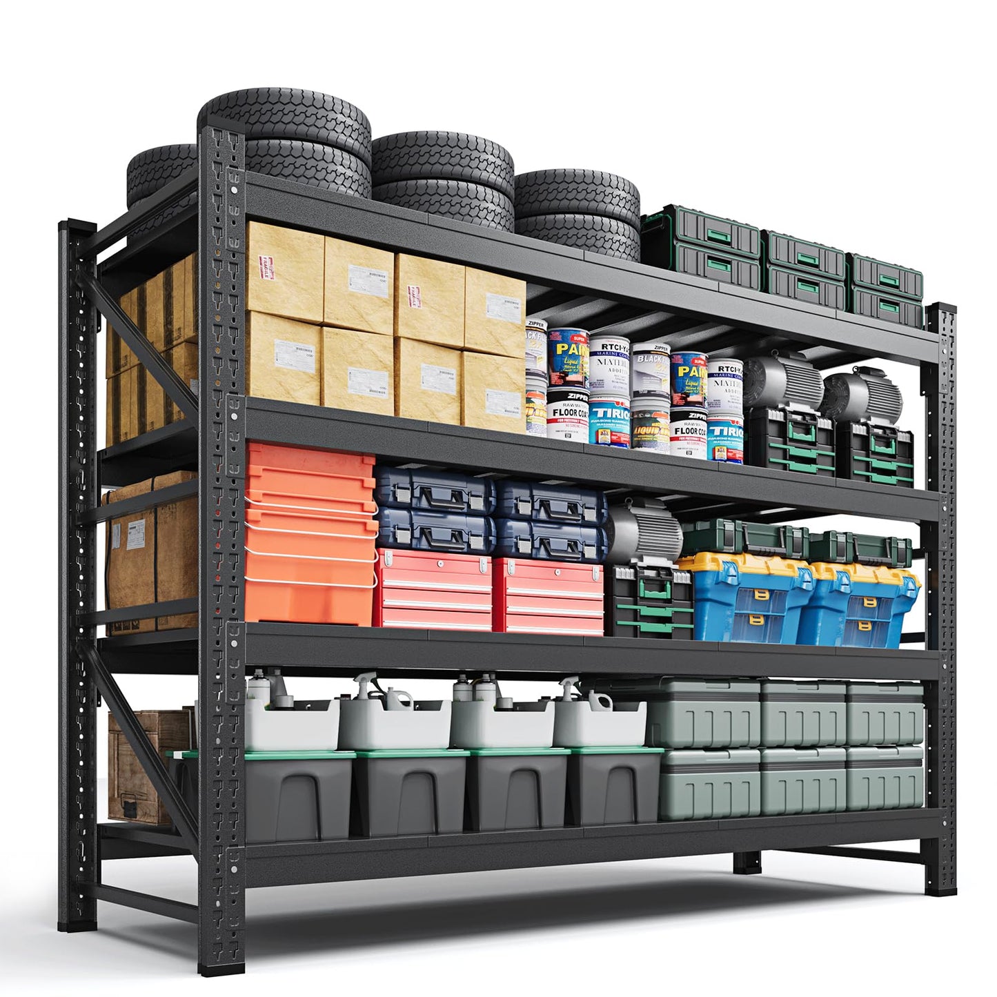 Letaya 6000LBS Storage Shelves Heavy Duty,79" W Garage Shelving Units, 4 Tier Adjustable Utility Rack Shelf,Large Metal Industrial Shelves,for Shop,Warehouse,Basement,Black (79" W x 24" D x 79" H)