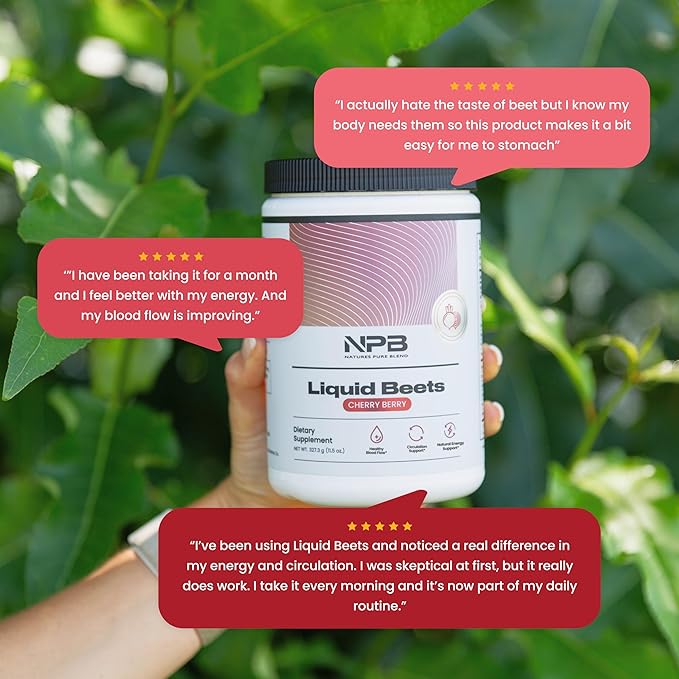 Nature's Pure Blend Organic Beet Root Powder ??Nitric Oxide Booster L-Arginine ??Liquid Beets for Blood Flow Circulation & Energy ??Pre-Workout Endurance Support ??8,000 MG