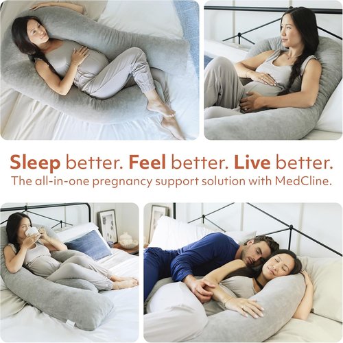 MedCline Pregnancy Pillow - Full Body Maternity Support for Side Sleepers | Comfortable Memory Foam & Removable Cover