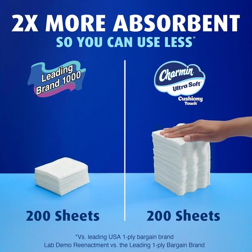 Charmin Ultra Soft Toilet Paper - 2-Ply Cushiony Touch, 18 Family Mega Rolls (90 Regular Rolls) - White