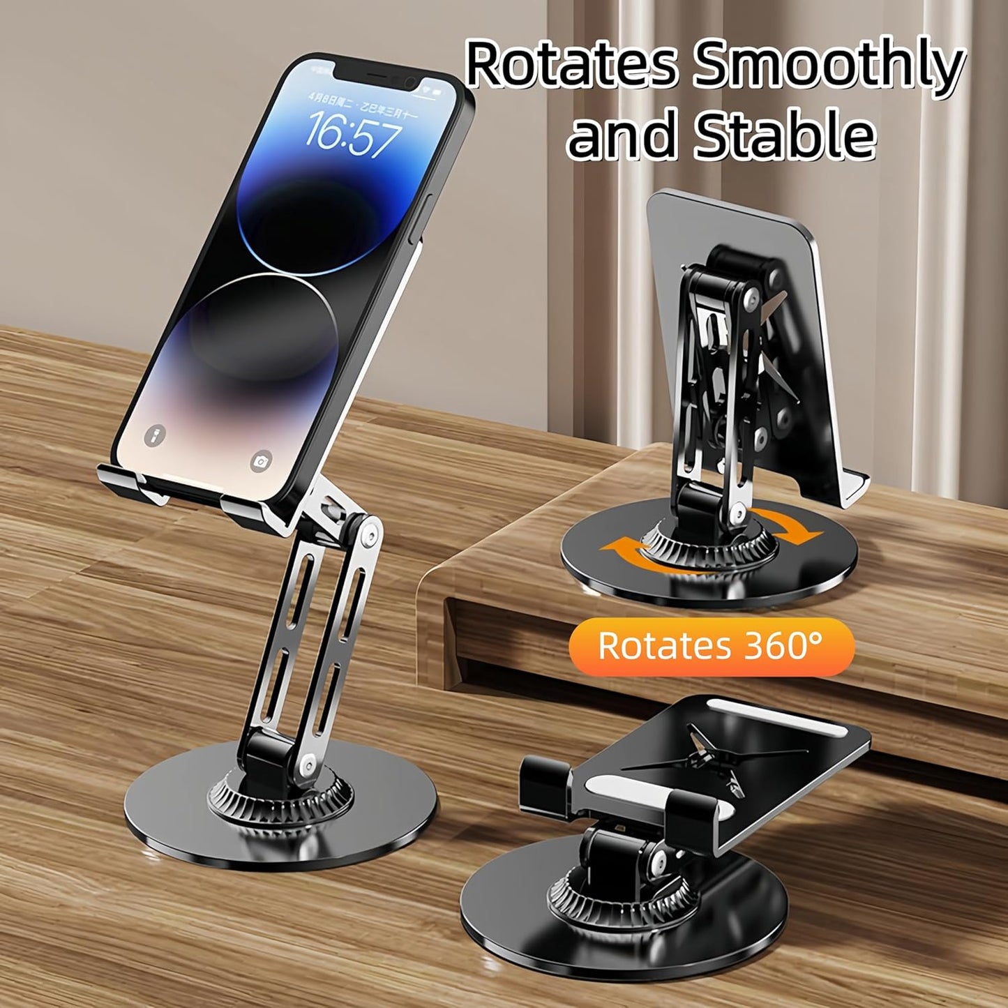 Briteroh 360 25KG 17/16/15/14, All-Metal Cell Phone Stand Rotatable & Height Adjustable - Super Load-Bearing, Foldable