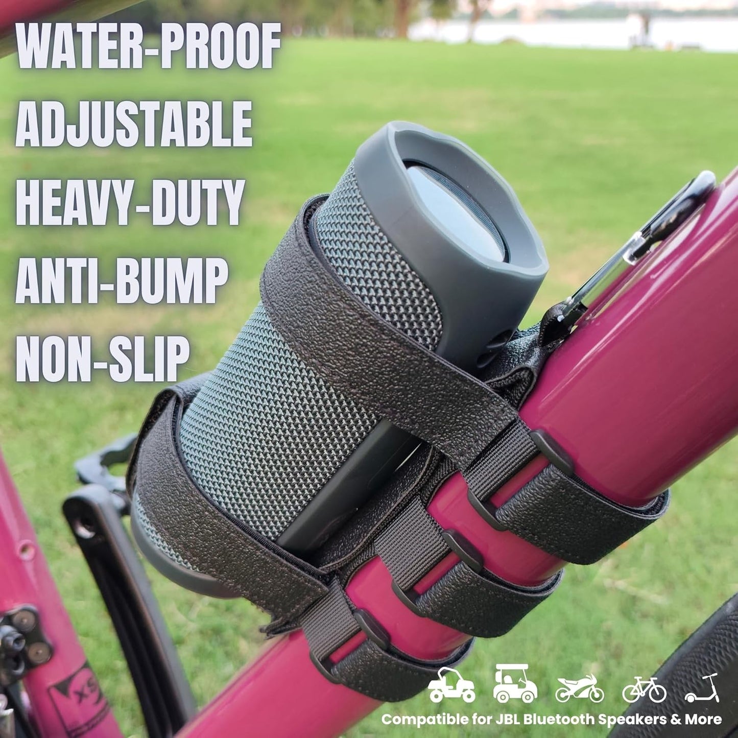 Wittolins 4/5/6 4/5/6 Golf Cart Portable Speaker Mount - Heavy Duty Bluetooth Speakers Mount Strap for Flip & Charge
