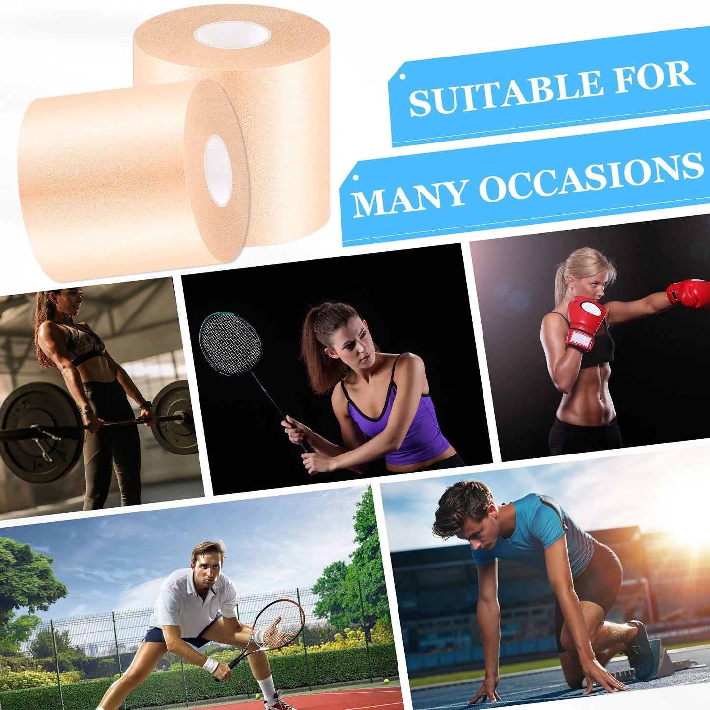 Nuanchu 30 Yards Pre-wrap Athletic Tape Pre Wrap Athletic Foam Underwrap Tape Foam Underwrap Bandage for Hair Soccer Sports Wrists Elbows Knees Ankles 2.76 Inches(Beige)