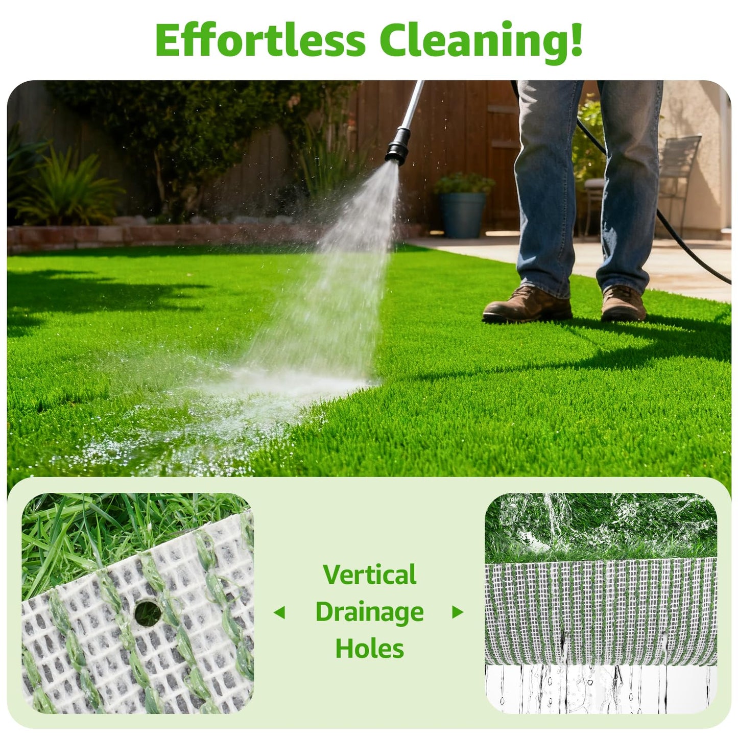 Oiyeefo Artificial Turf Grass Outdoor: Grass Pad for Dogs Indoor Potty Training, Replacement Turf Rug for Patio Balcony Apartment Landscape Decoration, Easy to Clean with Drainage Holes(3.0x5.0ft)