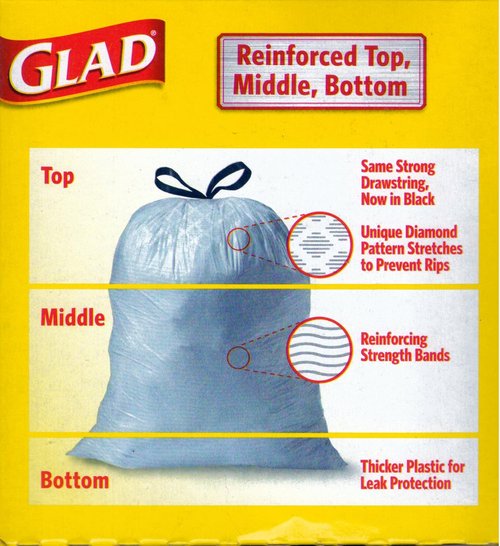 Glad Tall Kitchen Trash Bags - Durable Drawstring Design with Reinforcing Bands | 13 Gallon, 60 Count