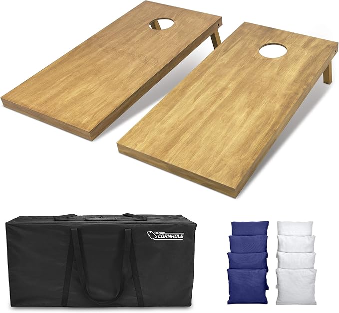 GoSports 4 ft x 2 ft Regulation Size Wooden Cornhole Boards Set - Includes Carrying Case - Full Regulation Size Bean Bag Toss Boards