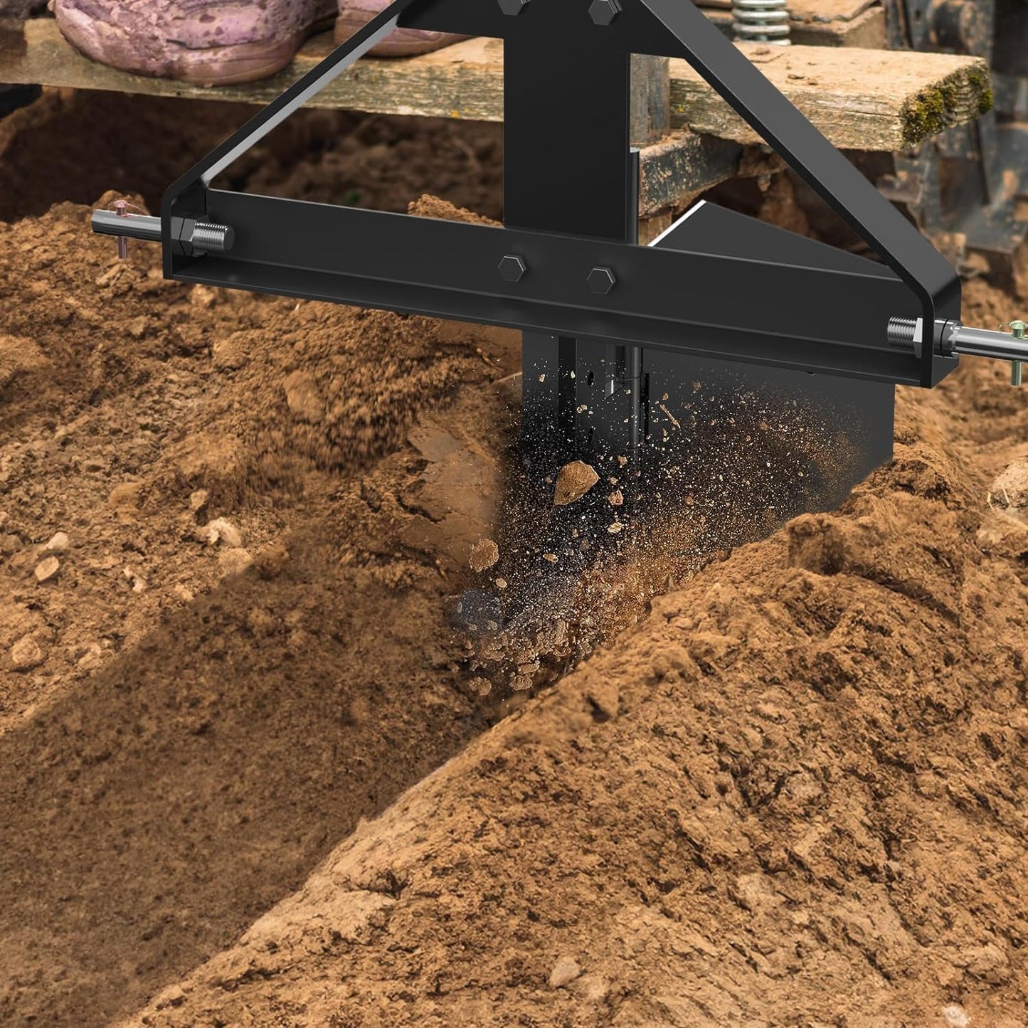 Garvee Middle Buster for Category 1, 3 Point Quick Hitch Tractors, Upgraded Heavy Duty Steel Furrows and Harvests Potatoes, Subsoiler for Garden and Farm Use, Black