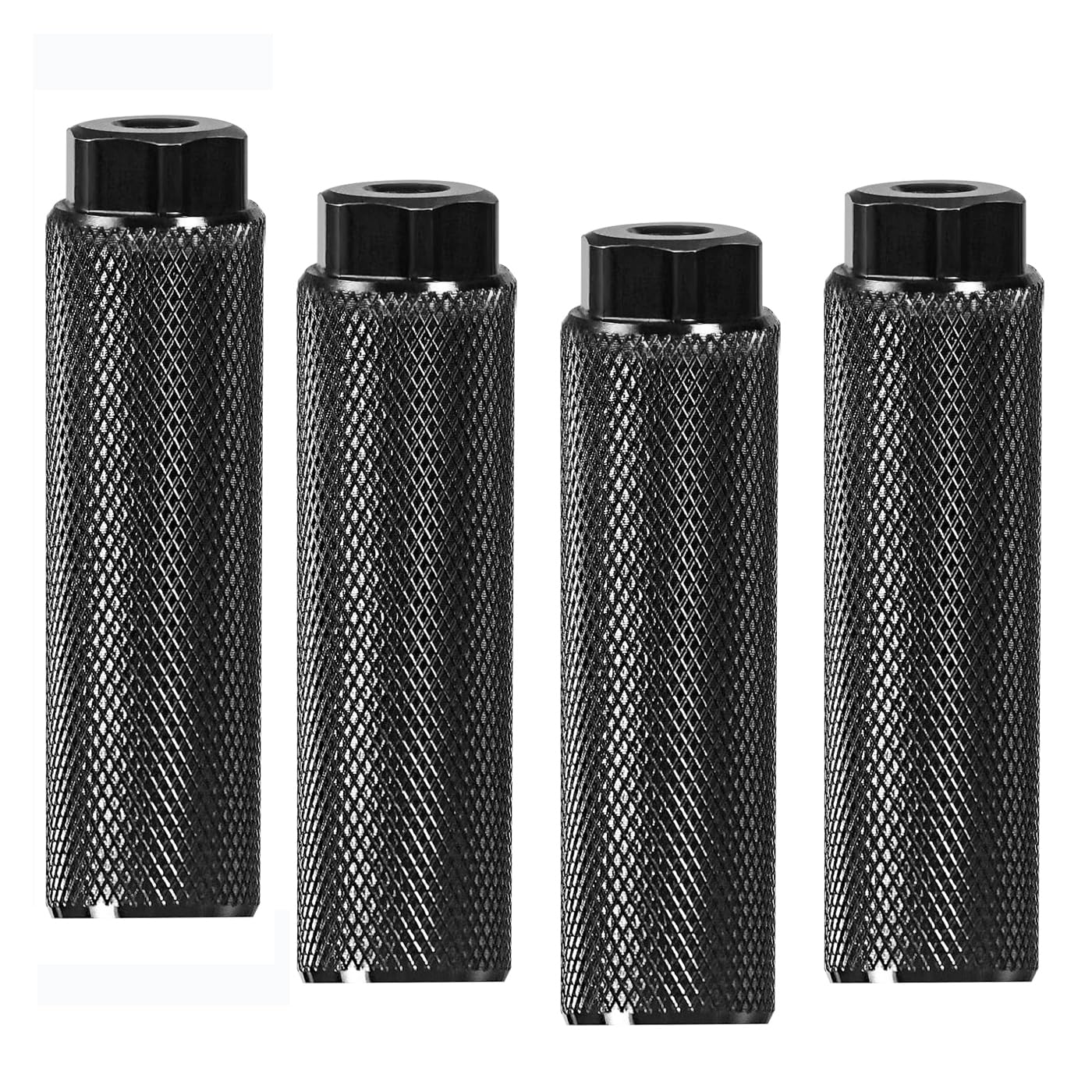 KINSPORY 4PC Bike Pegs for 3/8 inch Axles, Aluminum Alloy Anti-Skid BMX Bicycle Pegs for Mountain Bike Backseats Stands Cycling Rear Stunt Pegs - Black