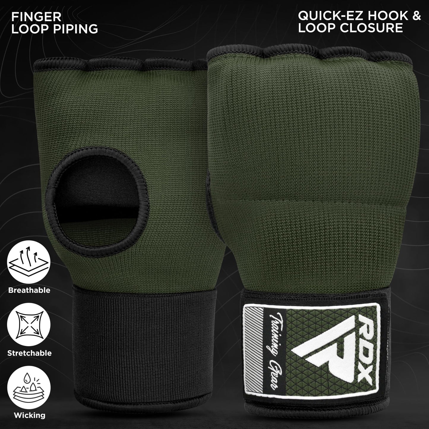 RDX Gel Boxing Hand Wraps Inner Gloves Men Women, Quick 100cm Long Wrist Straps, Elasticated Padded Fist Under Mitts Protection, Muay Thai MMA Kickboxing Martial Arts