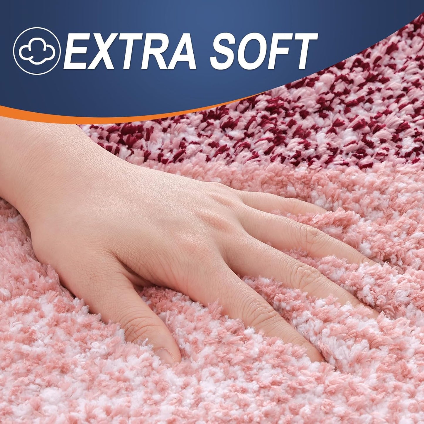 OLANLY Large Bath Rugs - Extra Soft Microfiber Mat 54x24 | Quick Dry & Machine Washable - Red