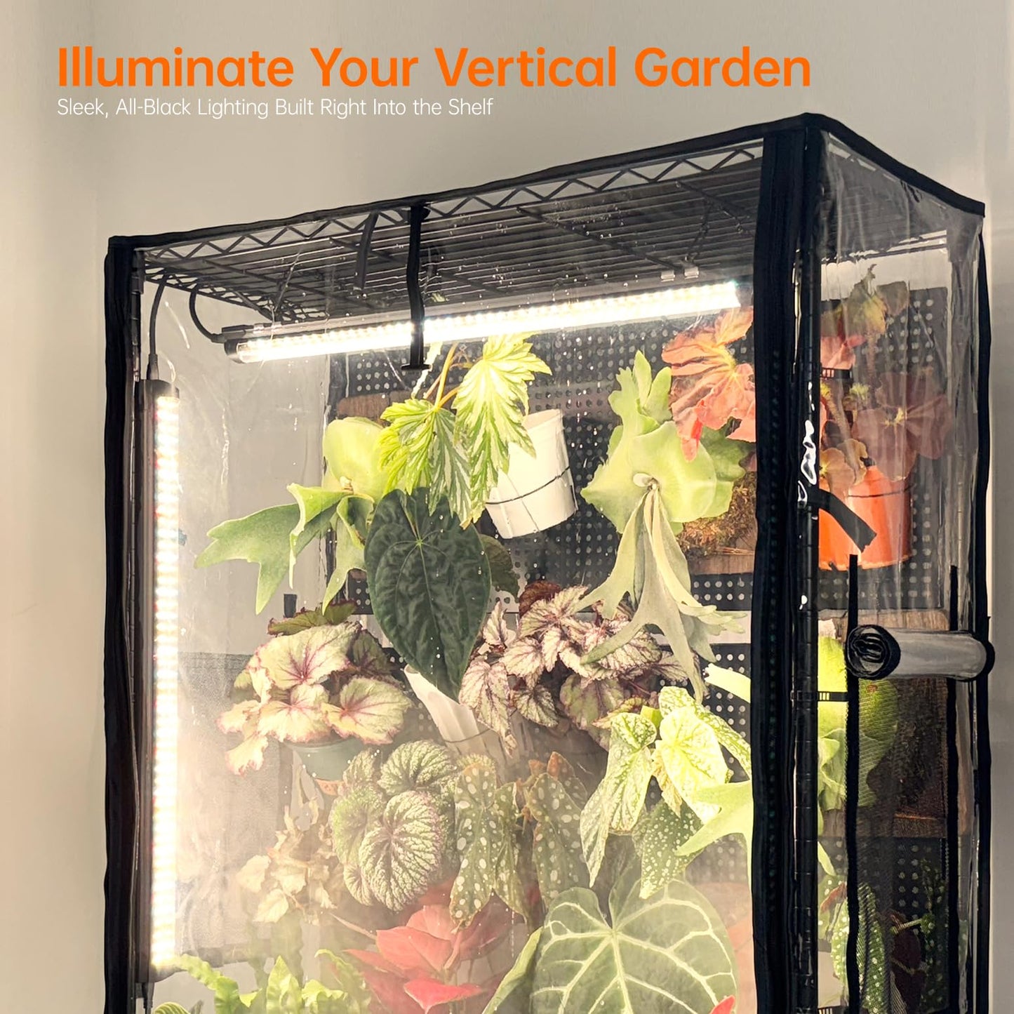 Bstrip Indoor Greenhouse Cabinet with Pegboard, Indoor Greenhouse with 4 Pack 96W Full Spectrum Grow Light for Indoor Plant, Foliage Plants, 29.5"x13.8"x59"