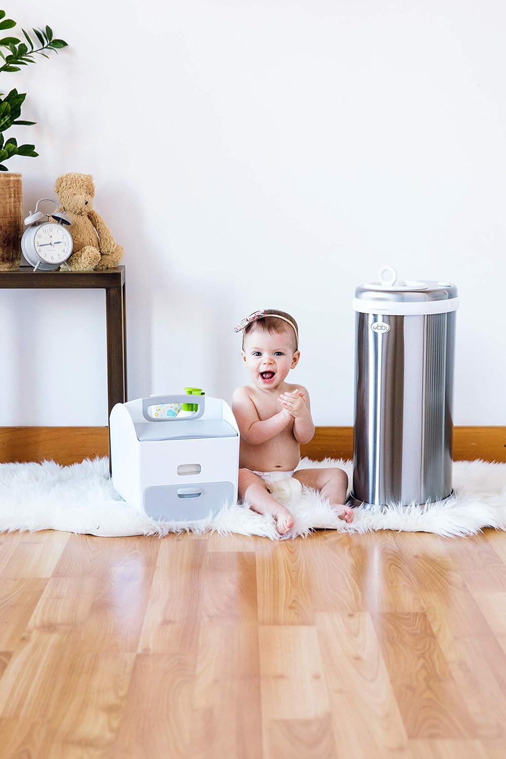 Ubbi Steel Diaper Pail - Odor Locking Design, No Special Bag Needed | Award-Winning Chrome Finish