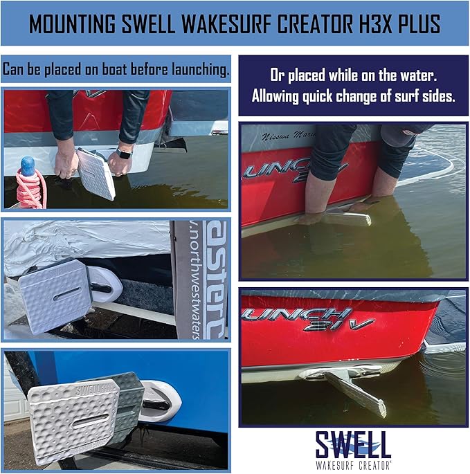 SWELL Wakesurf Creator H3X Plus - The Best Wake Shaper - Extendable Length, Rotating with Hydrodynamic Texture