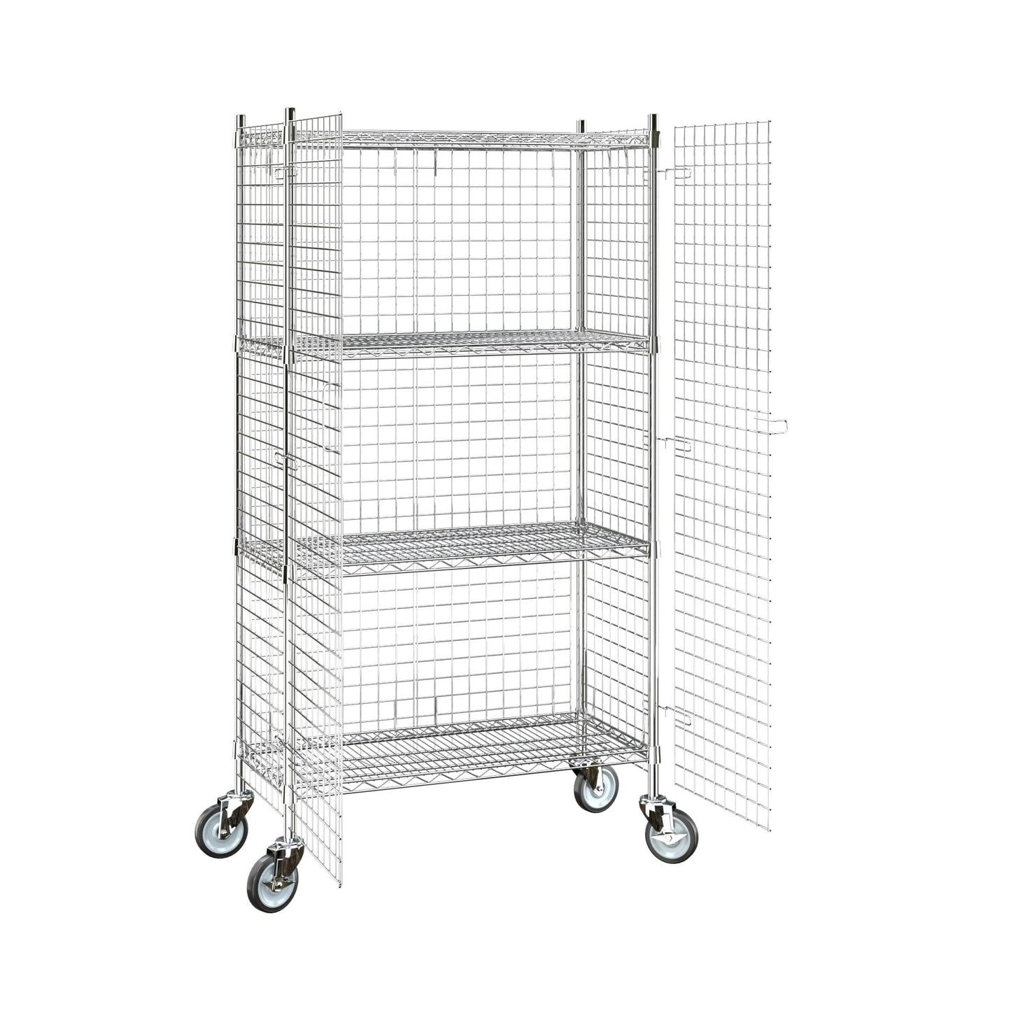 Krollen Industrial 18"x36"x70" Metal Wire Chrome Security Heavy Duty Commercial NSF Certified Storage Unit | Mobile Wire Security Cage Kit