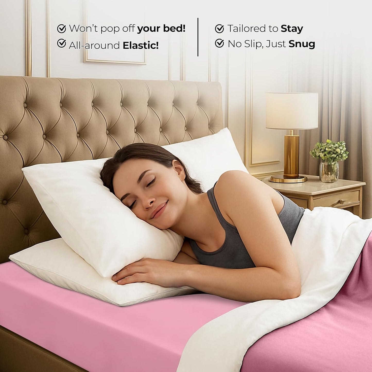 Utopia Bedding Queen Fitted Sheet - Deep Pocket Soft Microfiber - Fade Resistant & Easy Care (Pink)