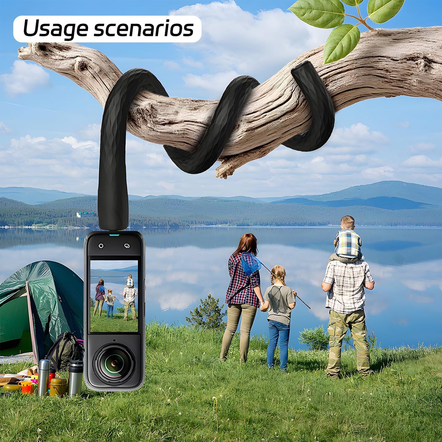 YUNJITONN 20 Inch 1/4 Magnetic Flexible Phone Mount Holder for iPhone and Action Camera, Long Arm Bendable Selfie Stick