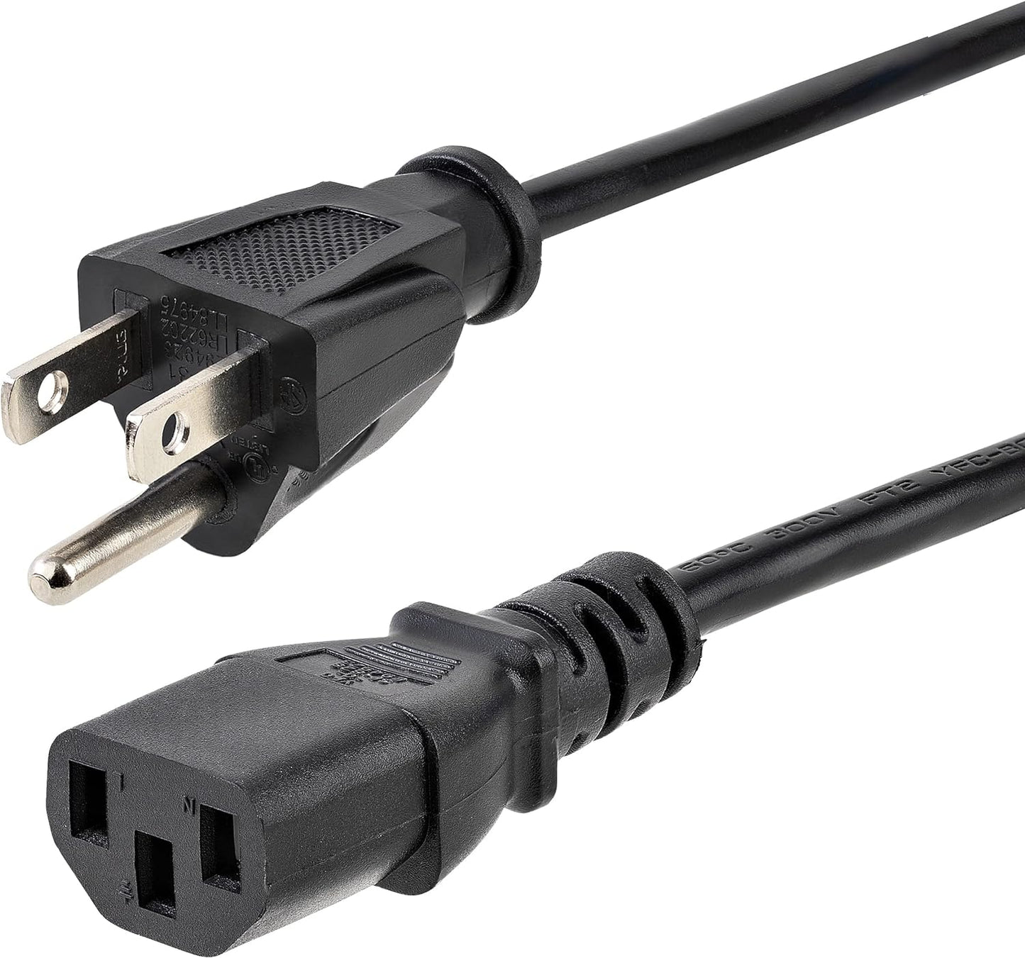 StarTech.com 25ft (7.6m) 5-15P C13, 10A 125V, 18AWG, (PXT10125) Computer Power Cord, NEMA to Black Replacement AC Power