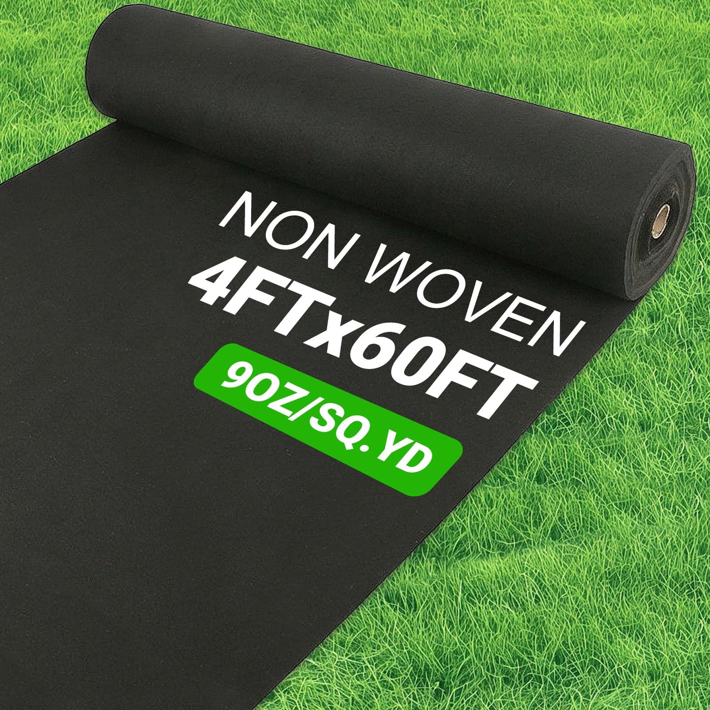9oz Non Woven Geotextile Fabric with Stakes for French Drains, 4x60FT High Permeability Drainage Fabric Heavy Duty Landscape Fabric for Gravel Grid, Garden, Flower Beds, Weed Control, Erosion Control