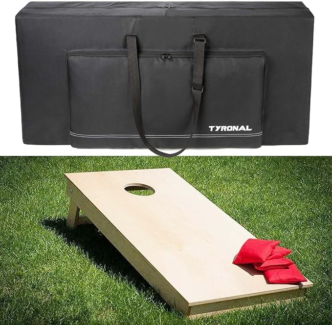 Cornhole Carrying Case Fits 4' x 2' Regulation Size Board, Cornhole Carrying Bag with Protective Padded Foam and One large pockets for Cornhole Outdoor Games, Only Bag. (Black)