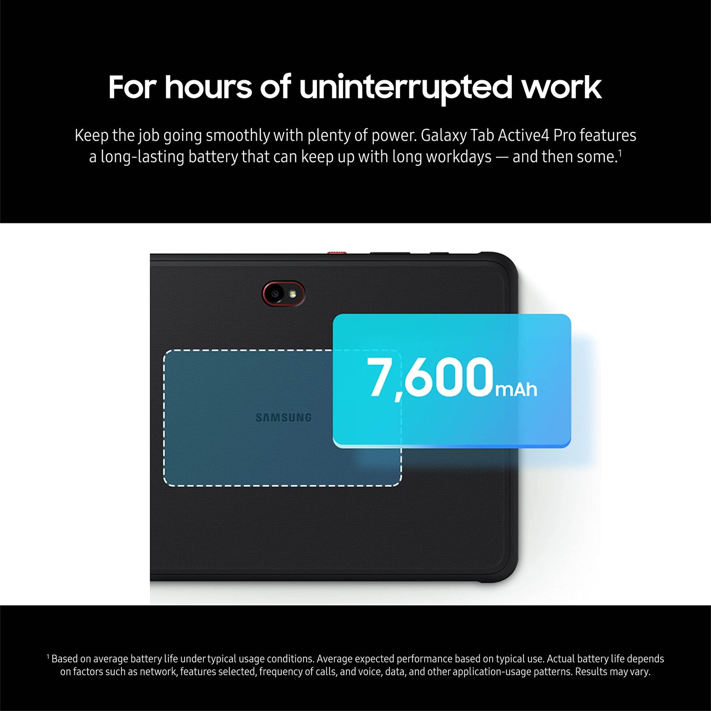 Samsung Galaxy TabActive4 Pro 10.1” 128GB Wi-Fi Android Work Tablet, LTE Unlocked, 6GB RAM, Rugged Design, Sensitive Touchscreen, Long-Battery Life-for Workers, SM-T630NZKEN20, Black