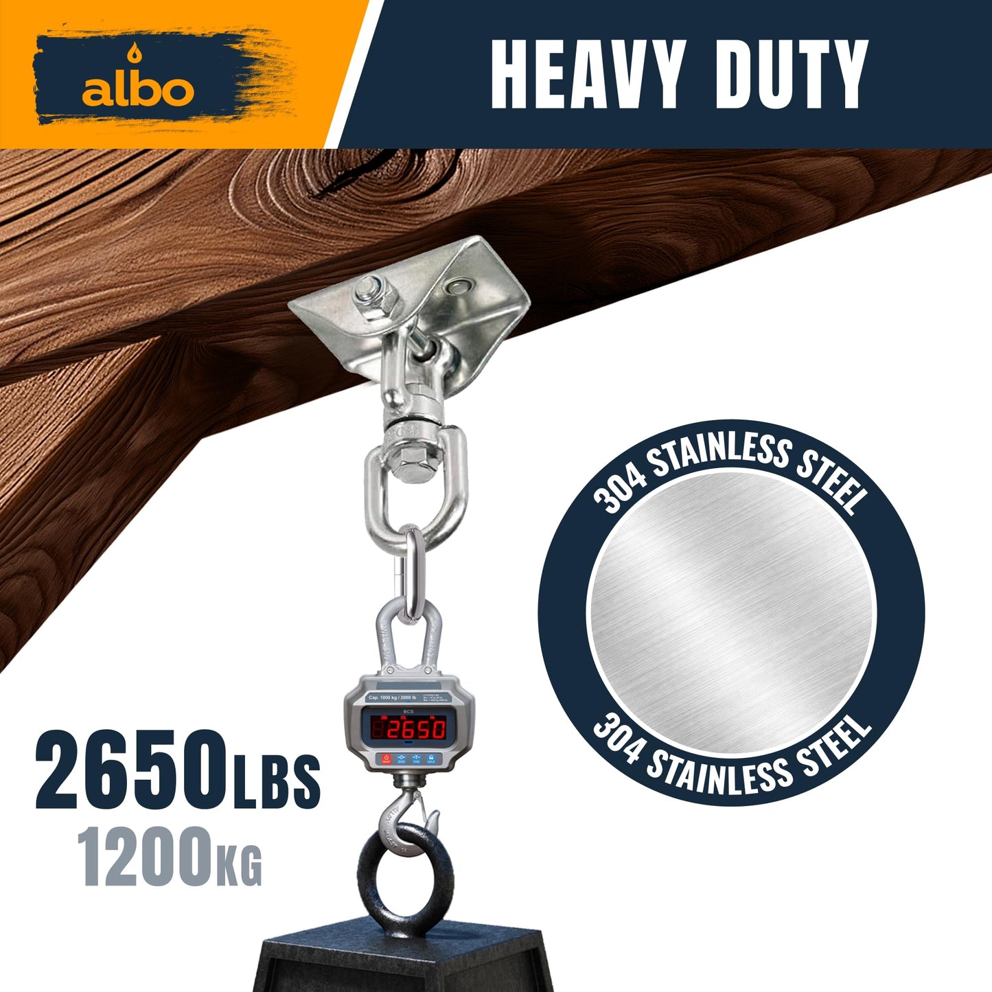 Albo 2650 LBS Heavy Duty Swing Hangers 4 Pack, 360° Swivel Ceiling Mount, Hammock Chair & Porch Swing Hardware,TRX, Yoga Swing & Punching Bag Ceiling Mount for Wood Beam & Concrete