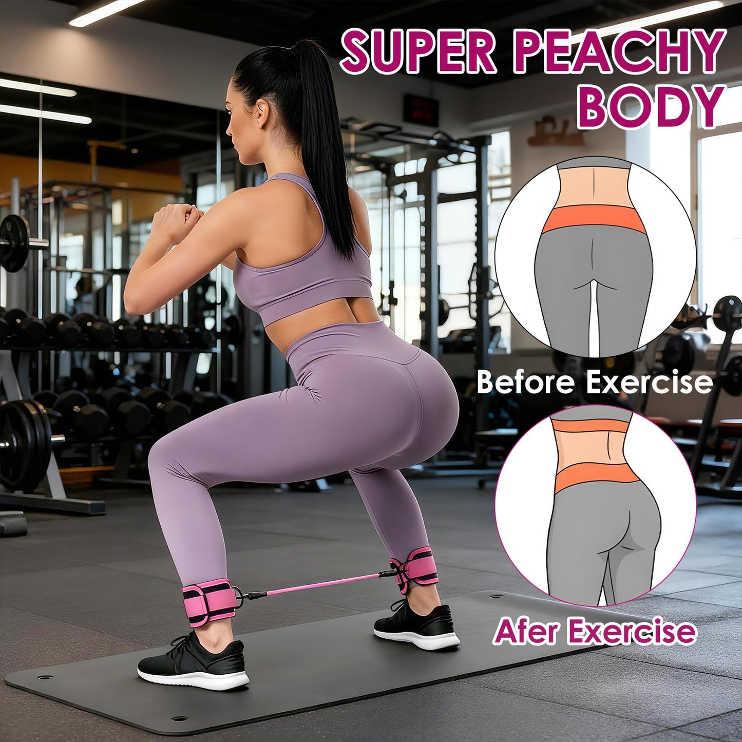 YBEATY Resistance Bands Set, Adjustable Ankle Exercise Bands with Cuffs Home Gym Workout Fitness Equipment with Carry Bag for Women Leg Booty Butt Lift Kickbacks Hip Training Working Out Yoga