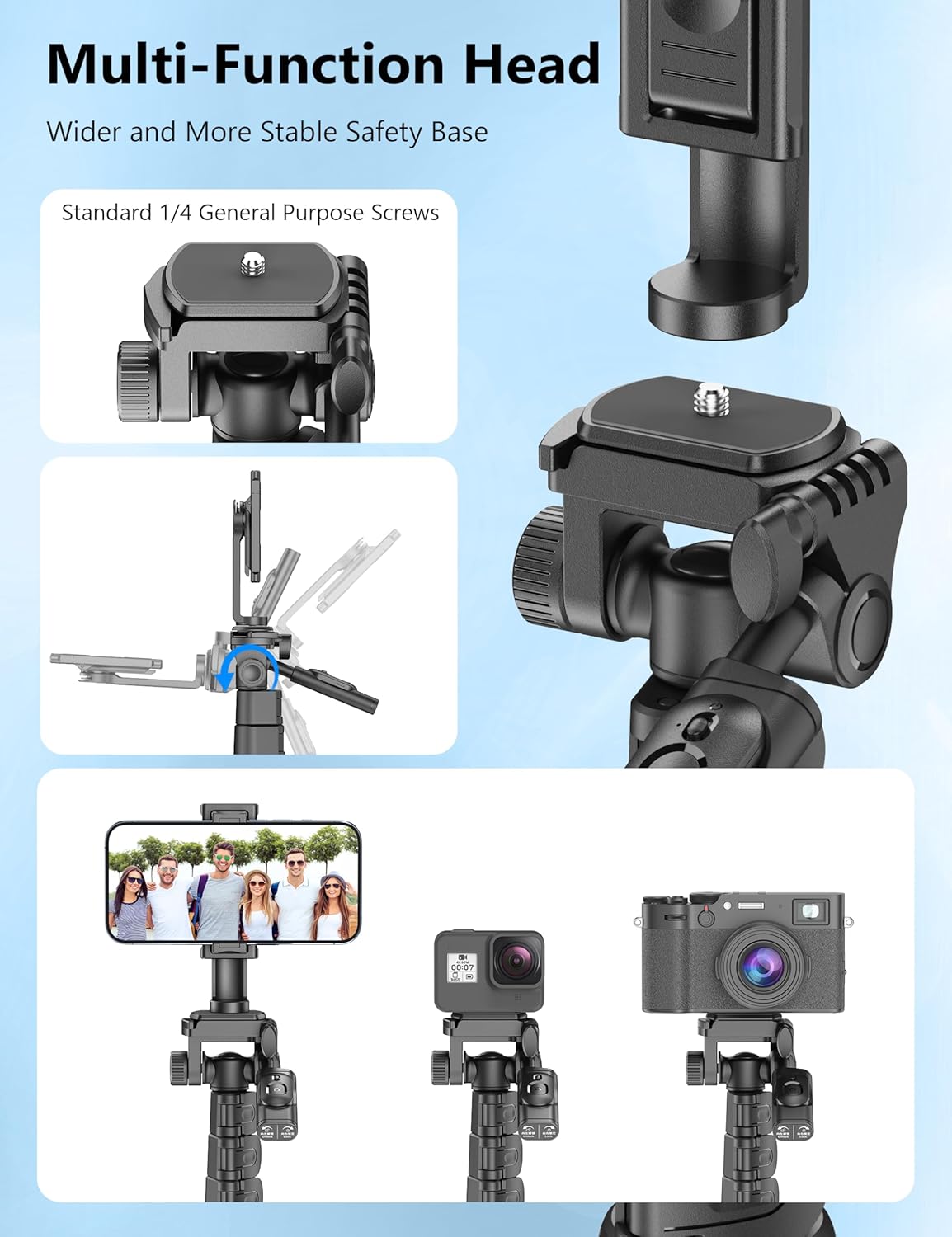 SelfieShow 72" Phone Tripod & Selfie Stick, Extendable Cell Phone Tripod Stand with Detachable Remote&Phone Holder