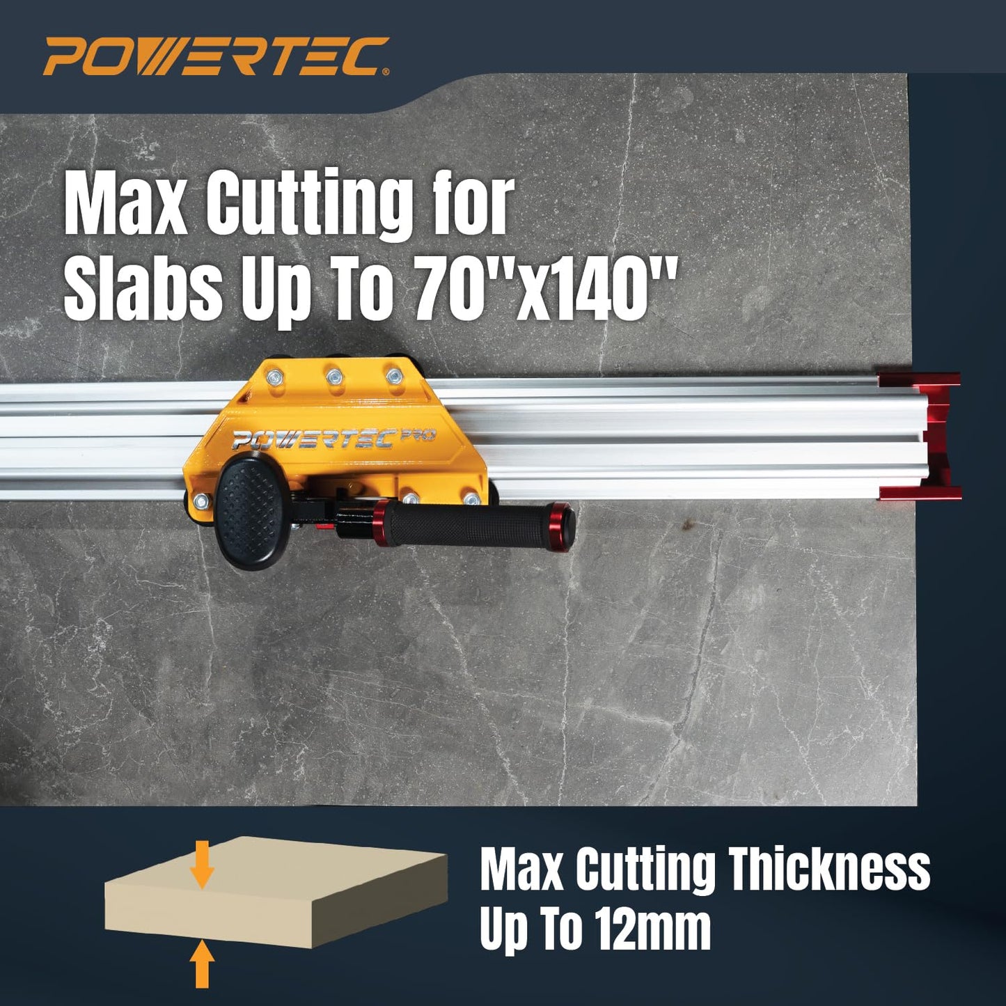 POWERTEC PRO Large Format Tile Cutter for Slabs Up To 140" - Manual Tile Cutting Machine for Ceramic, Porcelain & Gauged Porcelain Panels (71982)