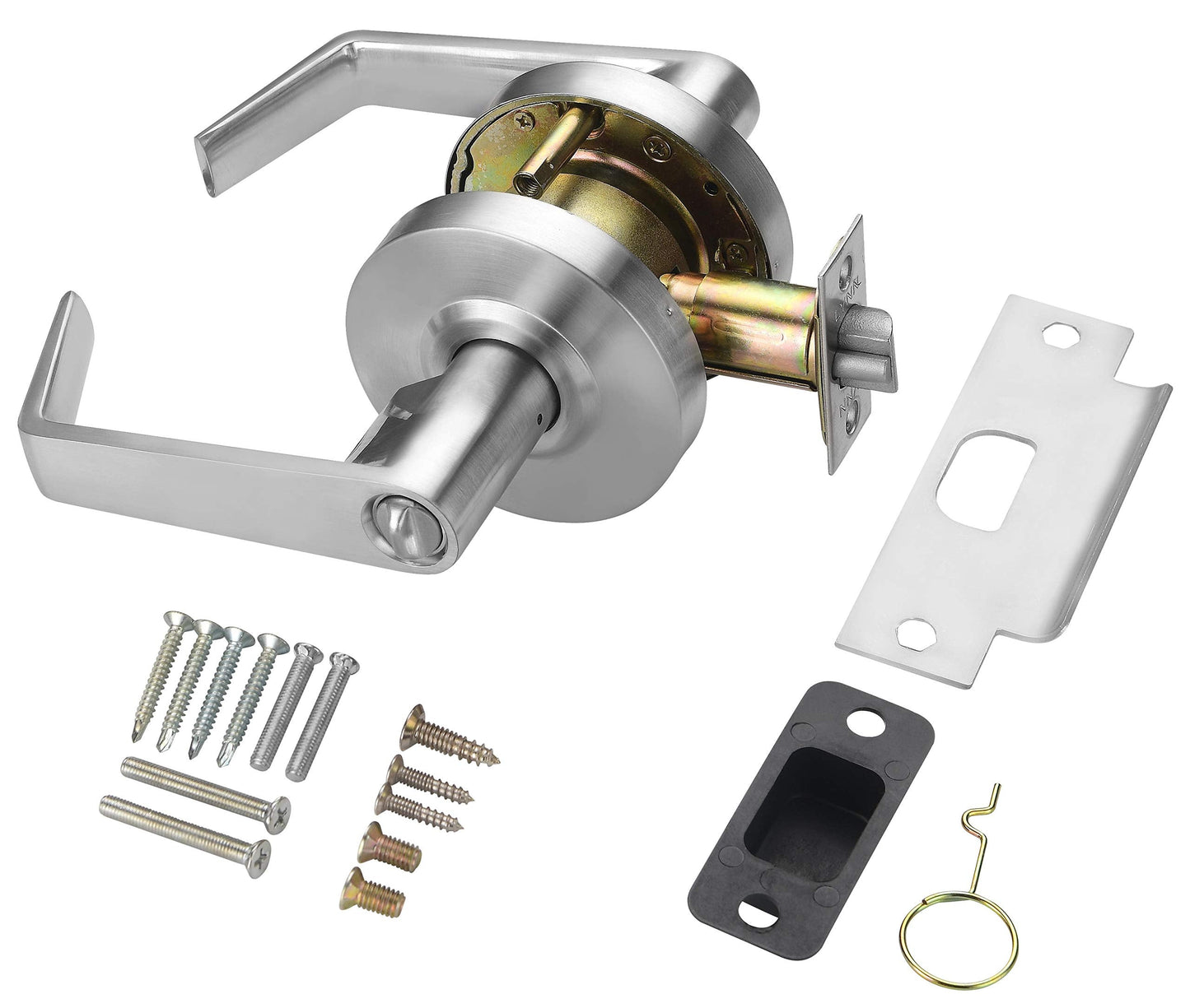 LYNN HARDWARE - Entrance - Commercial Door Lock - Heavy-Duty Designer Handles for Doors - Durable Grade 2 Indoor Locks for Doors - Cylindrical Door Handle Lock - ADA Compliant - Satin Chrome