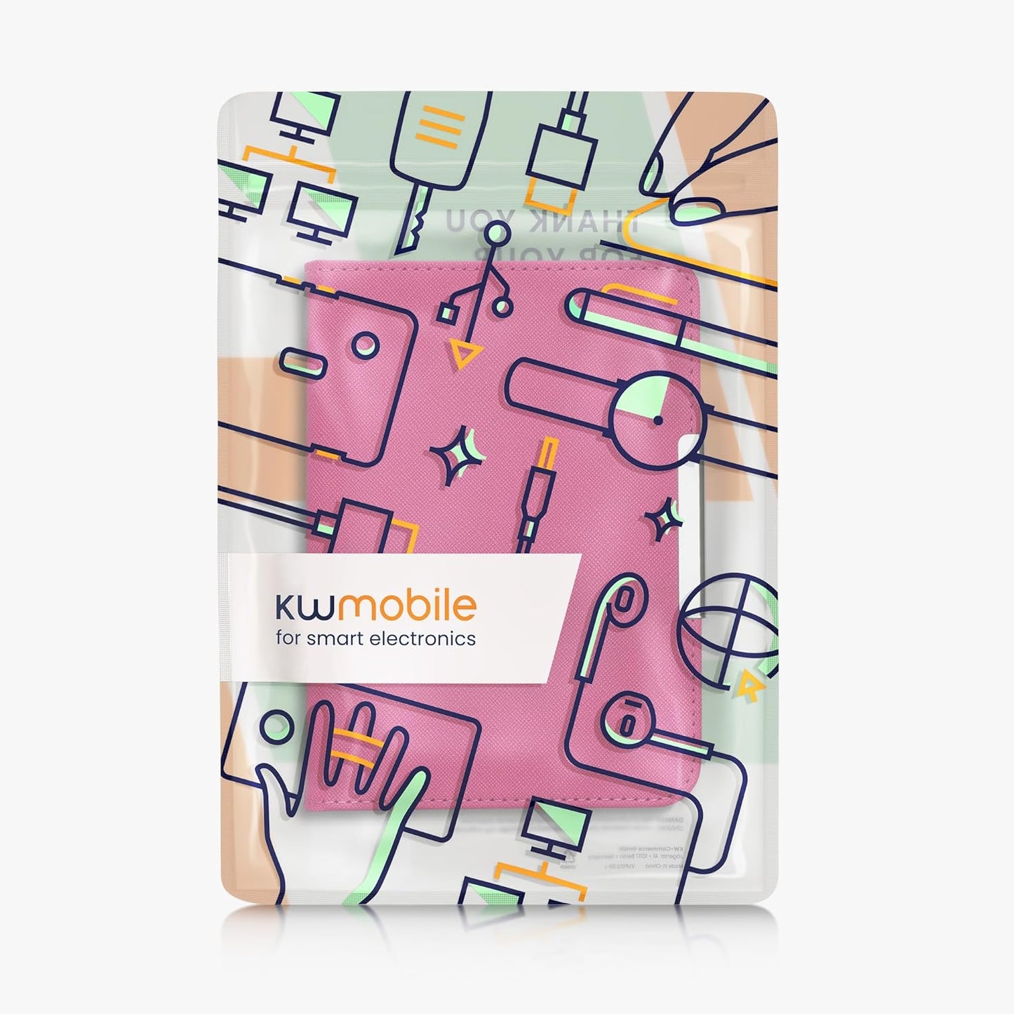 kwmobile Synthetic Leather Case for Kobo Clara - Neon Pink e-Reader Cover with Strap