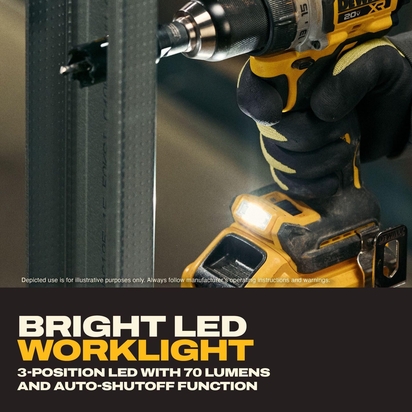 DEWALT Drill Set 20V MAX XR, 1/2 in. Brushless Cordless Drill Driver Kit With 5AH POWERSTACK Battery and Charger, LED Light, Dual Speed (DCD801H1)