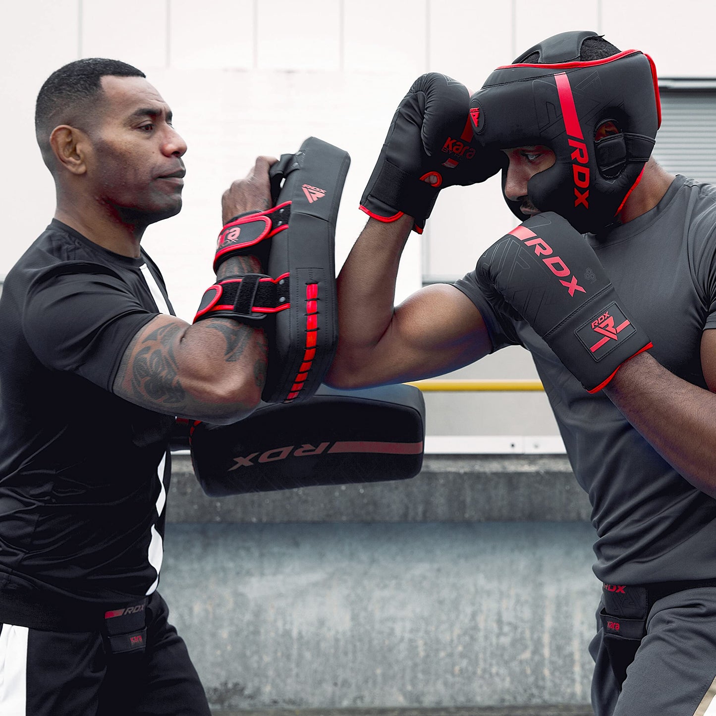 RDX Thai Pads Curved Kickboxing Muay Thai with Solid Handle Grip, Maya Hide Leather KARA Strike Shield for Knees Elbows Kicks Punches, Coaching Training Boxing MMA Martial Arts Taekwondo Combat Sports