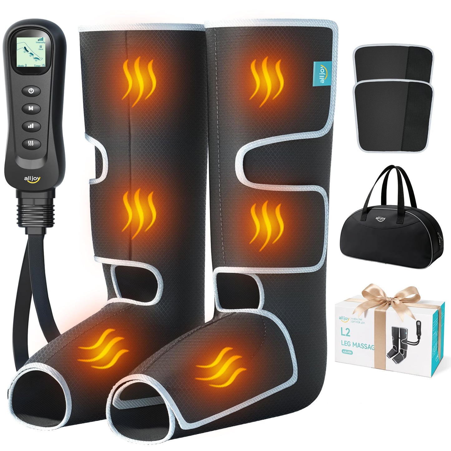 ALLJOY Leg Massager for Circulation and Pain Relief FSA, Father-s Day Gift-s for Dad Men Women, Leg Massager with Heat and Compression Helpful for Vericose Veins, Fatigue, Cramps, Swelling, Edema