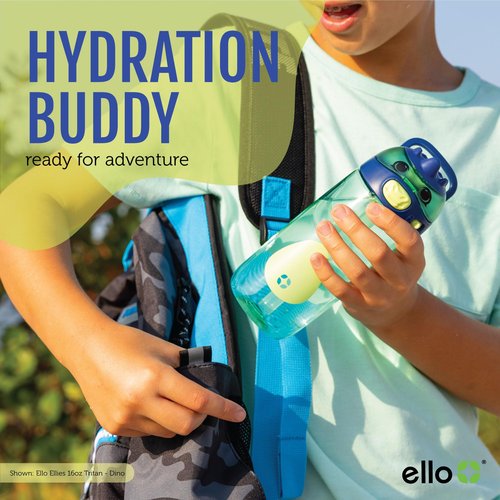 Ello Ellies 16oz Plastic Kids Water Bottle with Straw and Built-in Carrying Handle and Leak-Proof Locking Lid for School backpack, Lunchbox and Outdoor Sports, Unicorn