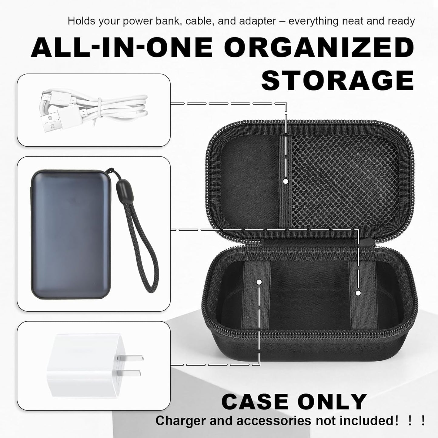 ANKHOH 45W 10000mAh, 2 Power Bank Case Compatible with Anker Nano Portable Charger Travel Storage Bag with Carabiner