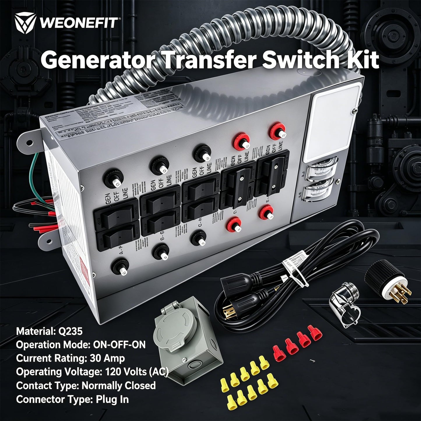 31410CRK Pro/Tran 10-Circuit 30 Amp Generator Transfer Switch Kit, 7500W Max, Powder-Coated Steel Cabinet, for Residential & Commercial Use, Gray