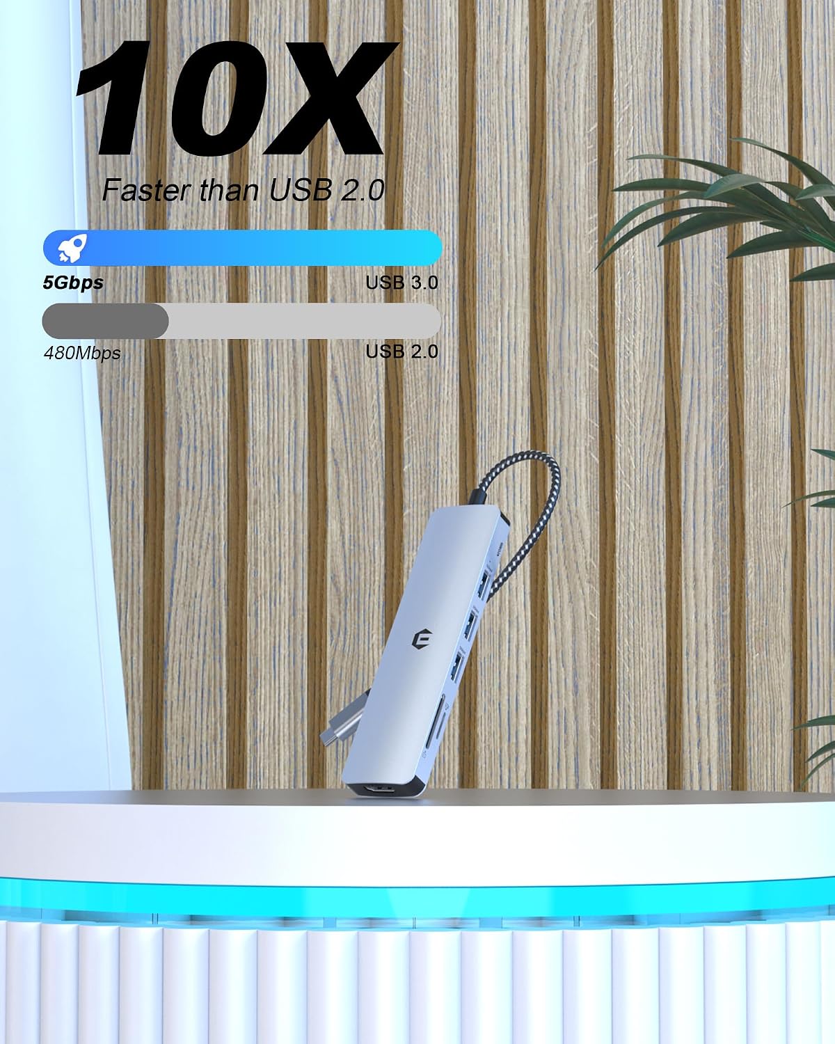 SUTOUG 6-in-1 4K 3.0/2.0 Docking Station USB C Hub with HDMI Adapter, USB Ports, SD/TF Card Reader, Dual Monitor Type C