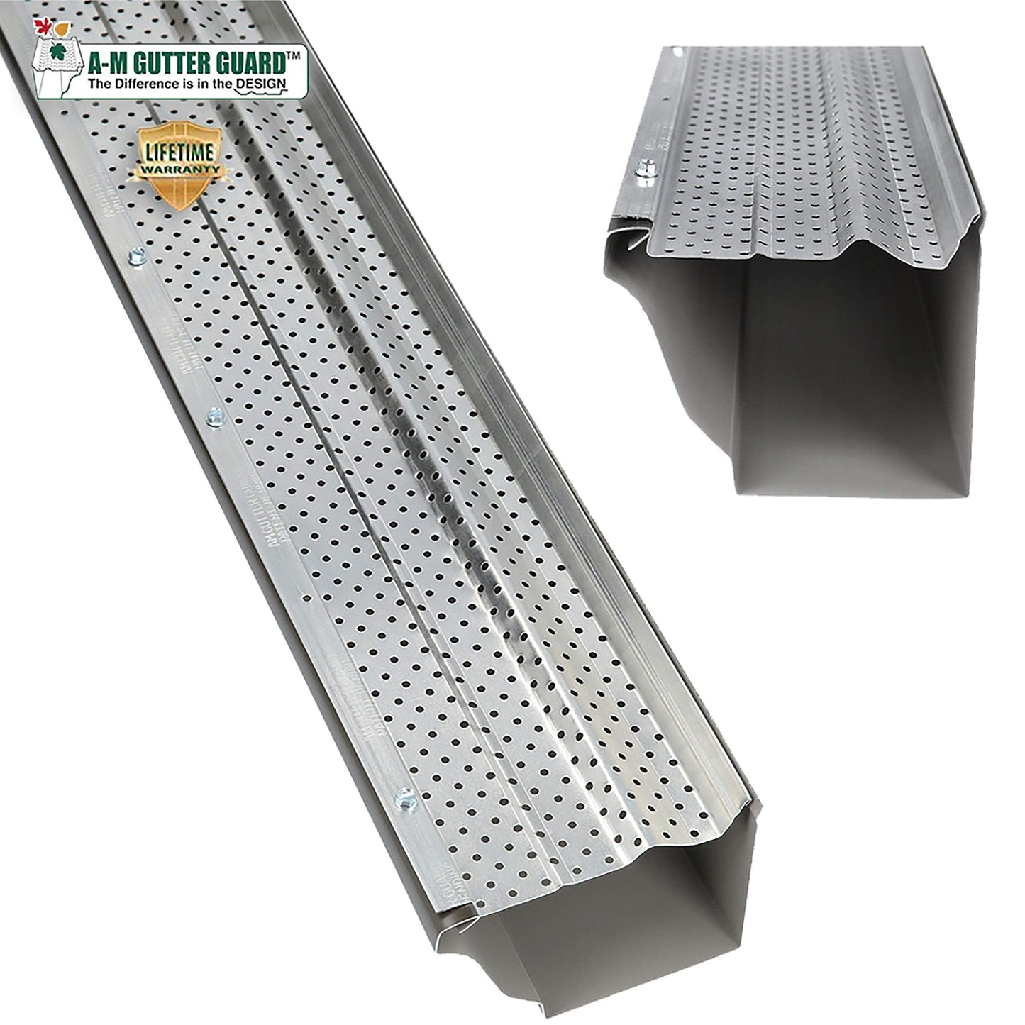 A-M Gutter Guard – Premium Heavy-Duty Lifetime Quality Aluminum - Leaf & Debris Protection, (5 Inch - 50 Feet, Mill Finish) - DIY Easy - Made in The USA