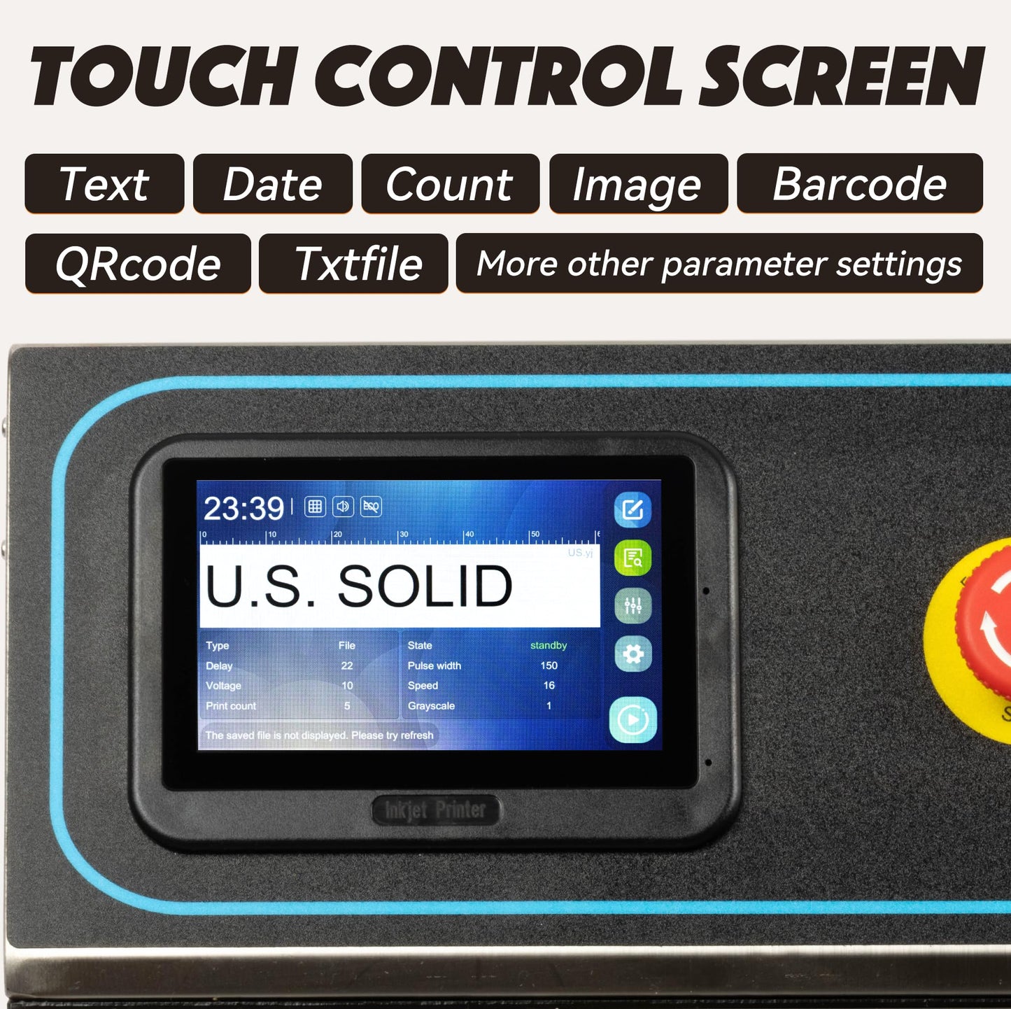 U.S. Solid Continuous Band Sealer with Inkjet Printer, Automatic Vertical Bag Sealing Machine, 0.39" Sealing Width, 0-16 m/min, 0-572°F, for PVC/Mylar Commercial Industrial Packaging