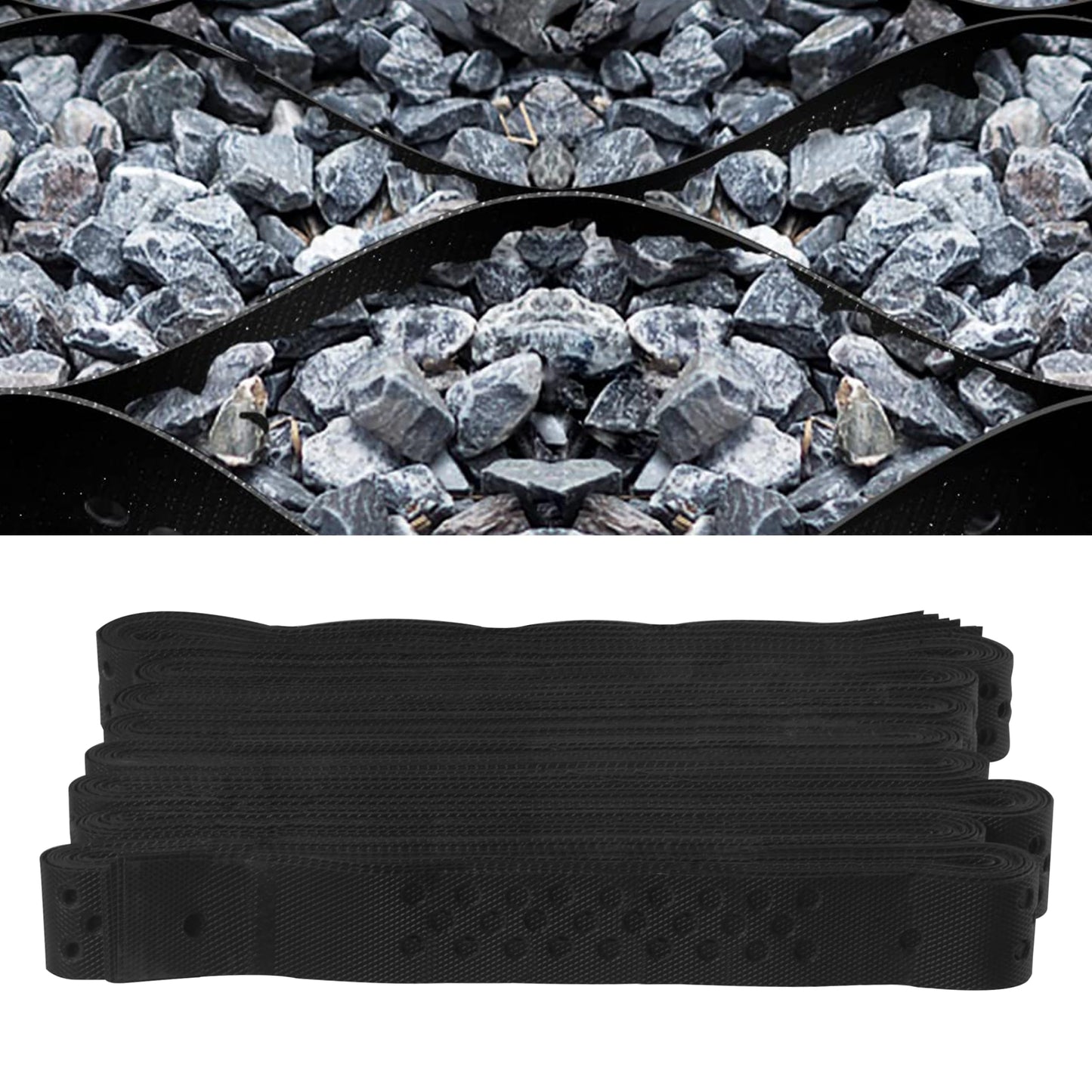 Sunnyglade 2" Thick Ground Grid 49.5 x 6.5 FT, Gravel Retainer 1880 LBS Per Sq ft, Geo Grid Driveway Stabilization for DIY Patio Walkway Driving RV Parking Slopes and Garden (Black, 6.5 x 49.5 FT)
