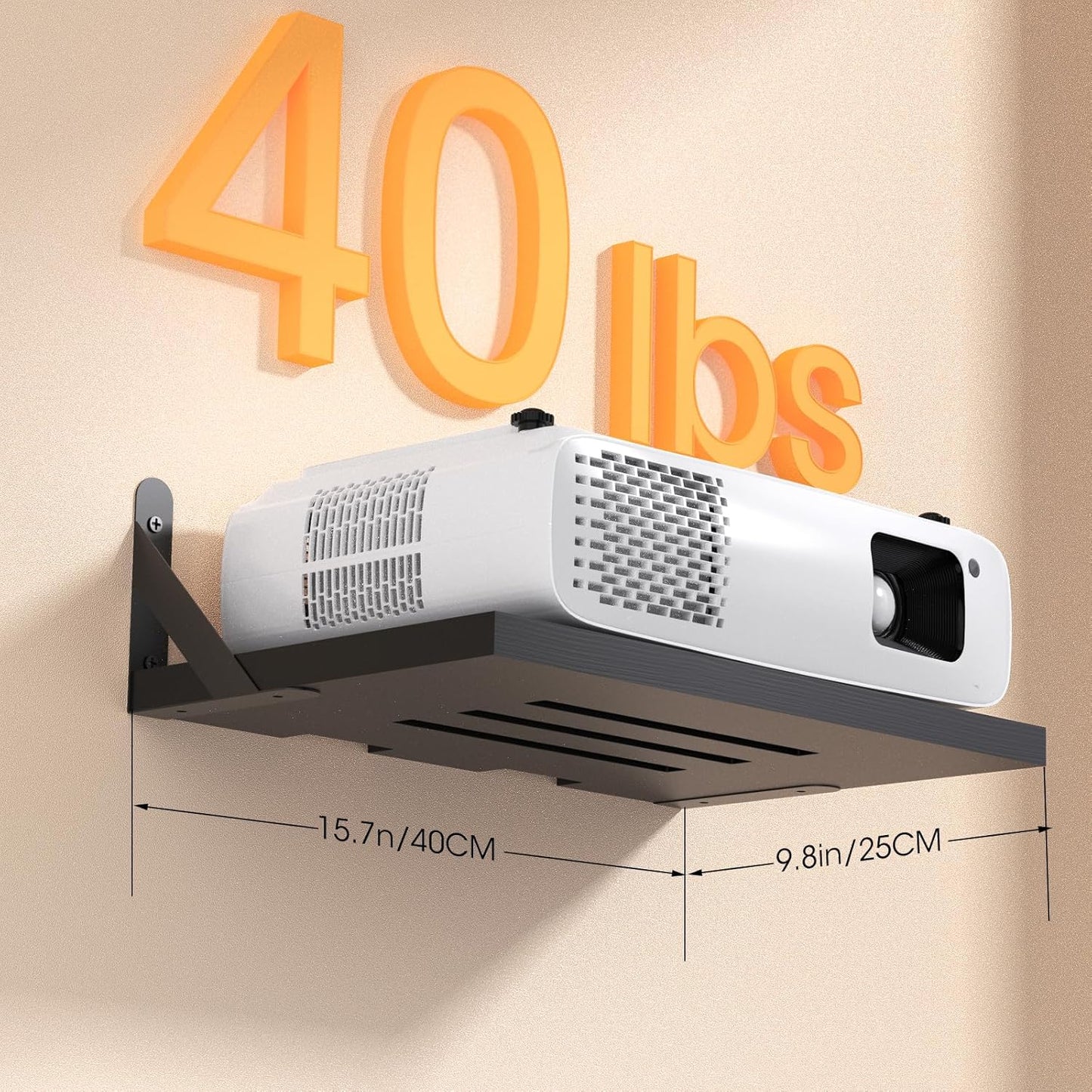 15.7" 9.8"(Lx DAWASAPAT Mini Projector Shelf for Wall Mount, Black Wall Mount Shelf Floating, x W) Projector Holder
