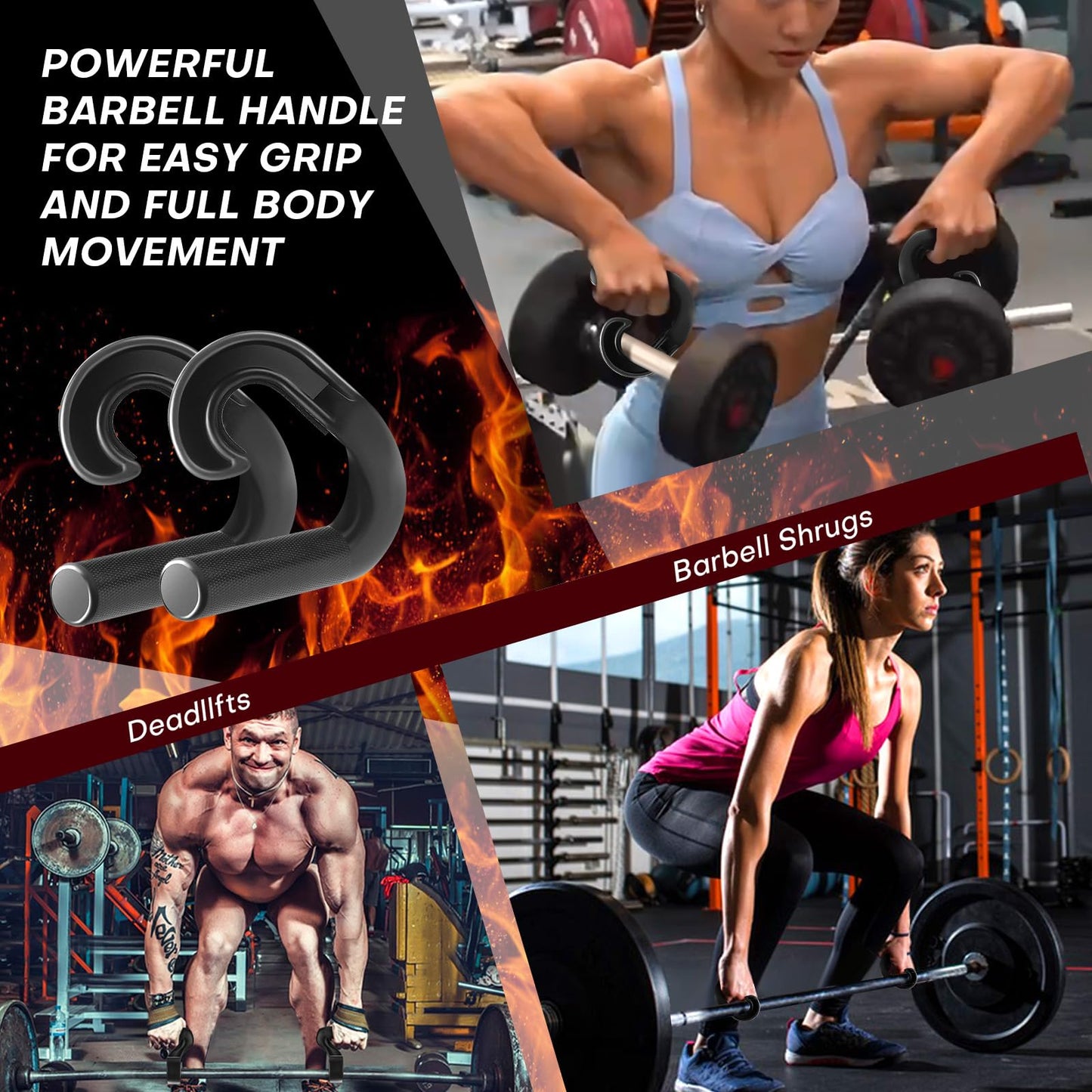 Rolitwils Neutral Grip Pull Up Handles - Heavy Duty Multi-Purpose Handles for Pull Ups & Deadlifts - Ergonomic Workout Handles & Exercise Machine Attachments with Premium Grips